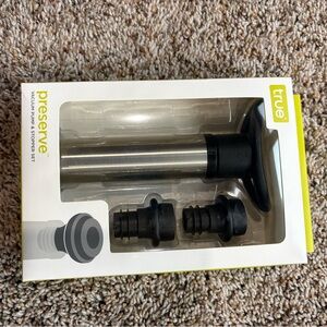 BRAND NEW True Stainless Steel Wine Vacuum Pump with Stoppers - Silver & Black